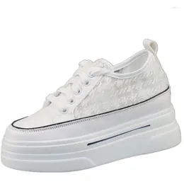 Chaussures décontractées Summer Mesh Breatte Blanc Lightweight Bottom Hauxe Haulted 8 cm Sponge Cake Sneakers Sports