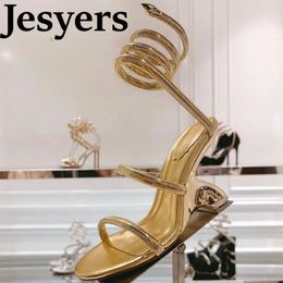 Casual Schoenen Zomer Echt Leer Effen Kleur Sandalen Dames Snake Verstelbare Elastische Band Gladiator Sandalias Vrouwen Sexy Feestjurk