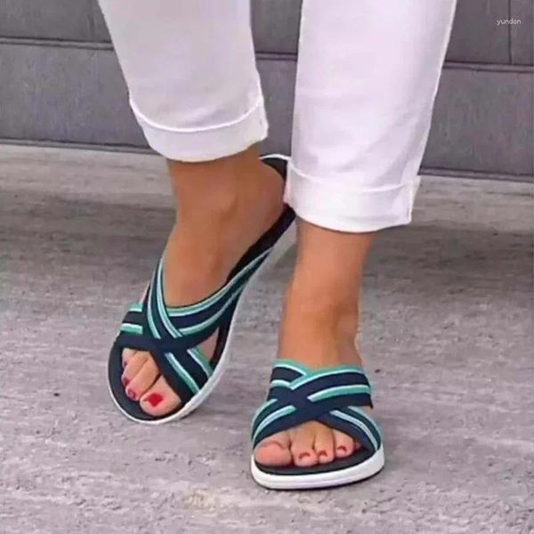 Chaussures décontractées sandales d'été en plein air pantoufles compensées légères femmes bande élastique plate-forme plage