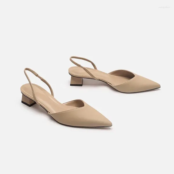 Baotou – chaussures décontractées d'été simples, sandales à talons carrés et à tête pointue pour femmes, sangle haute et fine, mode unique