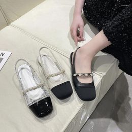 Casual schoenen zomer klein geurig vierkante kop gekleurde dikke hiel ruglucht sandalen voor dames retro baotou mary jane
