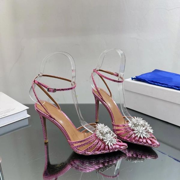 Zapatos casuales Sandalias de mujer de verano Moda Seda Cuero genuino Tacones súper altos Flores de cristal Bombas Traje de pasarela Vestido de fiesta Zapatos