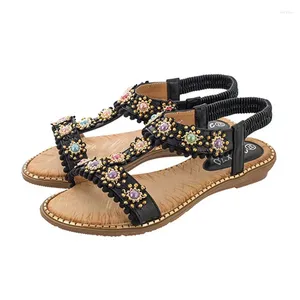 Casual schoenen zomer vrouwen 1,5 cm platform 2 cm wiggen lage hakken Romeinse sandalen dame groot formaat kleurrijke parel vrouw zacht lederen prom