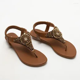 Chaussures décontractées Summer Femmes 1cm plate-forme 2cm talons hauts sandales Lady bling cristal femelle de corde élastique perle bohème pinced