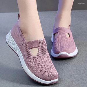 Zapatos informales de verano para mujer, zapatillas deportivas antideslizantes transpirables para mujer, zapatillas de tenis tejidas a la moda