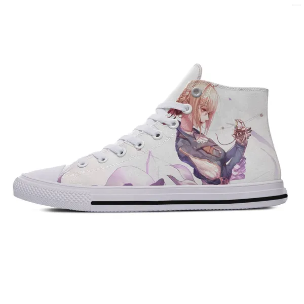 Chaussures occasionnelles Summer Femmes Men Anime Violet Evergarden Kwaii Fashion Lightweight Canvas High Top Classic Board