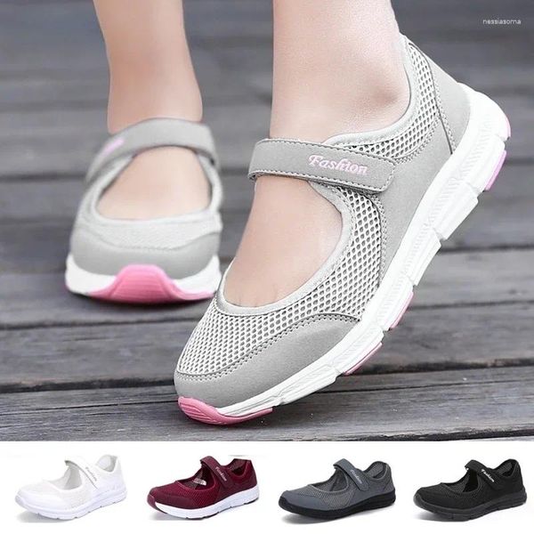 Chaussures décontractées Summer Walns Walking Fashion Running Women Sneakers Mesh Foothing Flats Ladies Zapatos de Mujer