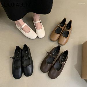 Casual Schoenen SUOJIALUN Herfst Vrouwen Platte Mode Ronde Neus Ondiepe Slip Op Mary Jane Hak Dames Elegante Outdoor Ballerina's