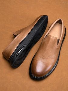 Chaussures décontractées Super Soft Leisure Mature Mature's Slip on Simple Leather Business Man Basic Oxfords gratuitement