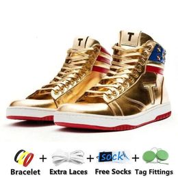 Zapatos casuales T Trump Baloncesto The Never Surrender High-tops Designer 1 TS Gold Hombres personalizados Zapatillas de deporte al aire libre Comfort Sport Trendy Cordones con caja