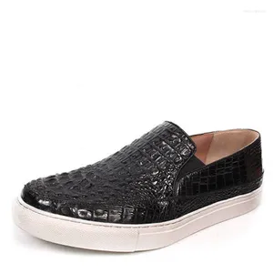 Chaussures décontractées tainxin classique véritable crocodile manuel de cuir masculin