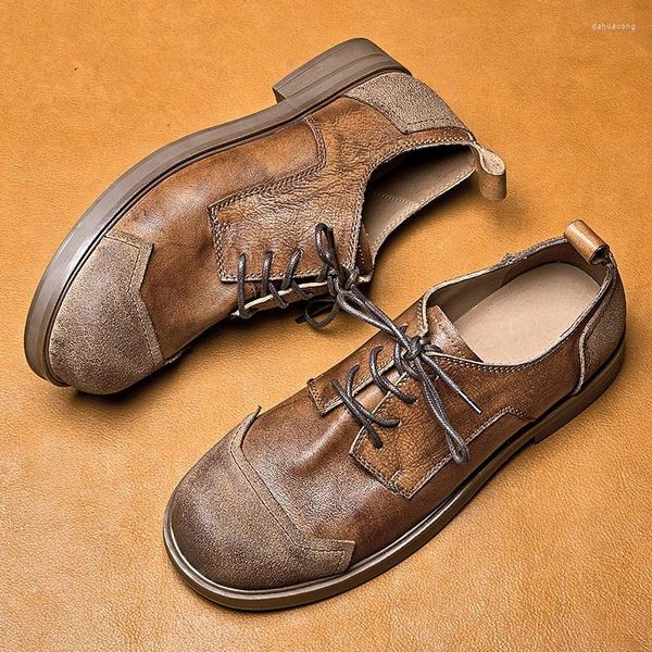 Des chaussures décontractées me ramènent à la maison!American Style Men's Myled Colors Top Caler Cowhide Big Head Leather Western Man Vintage Oxfords