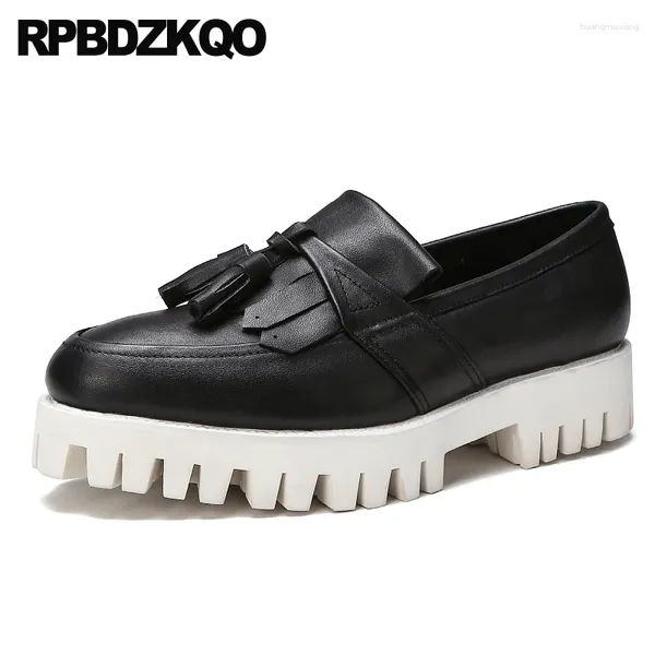 Zapatos informales Tassel Chunky Big Size Men Platform Platform Patent Diseñador de cuero China Luxury 2024 Fashion Real British Style Stylis