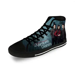 Chaussures décontractées The Vampire Diaries High Top Sneakers Mens Mens pour adolescents Femmes couvrant 3D Print Lightweight Shoe Black
