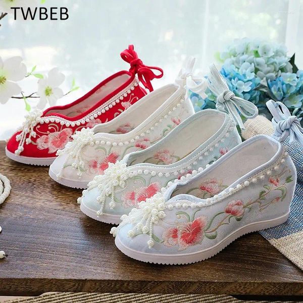 Zapatos Casuales Las Mujeres Estilo Chino Tradicional Hanfu Bota Tela Bordada Boda Novia Viejo Beijing Retro Botas Cortas Calzado