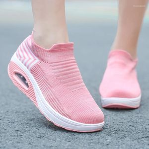 Casual schoenen Dikke Soled Flying Knitting Socks Dames lopende niet-slip kussened luchtkussen Sport 42 Groot formaat 43