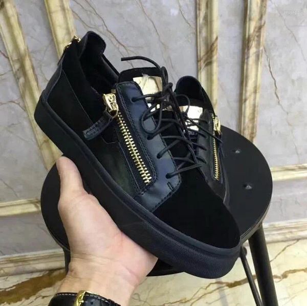 Zapatos informales de diseñador superior para mujer, zapatos planos de fiesta de cuero para primavera y hombre, zapatillas con cordones y cremallera, Unisex, de alta calidad, color negro