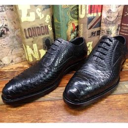 Casual schoenen topkwaliteit heren Goodyear Welt Real Python Oxfords twee teen slangenhuid jurk bruiloft herenpakken sociaal elegant 2024