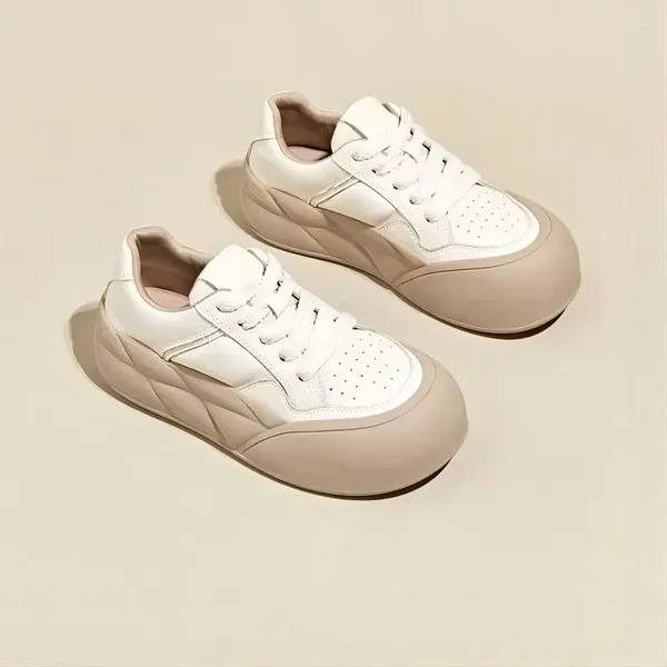 Chaussures décontractées TOPHQWS 2024 tendance en cuir véritable plate-forme femmes baskets mode coréenne bout rond mocassins femme Sport Sneaker