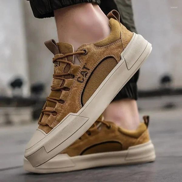 Zapatos casuales Tendencia de cuero para hombres 2024 para hombres de las zapatillas de deporte macho negras de alto contenido de la plataforma s tenis masculino