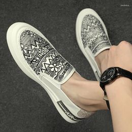 Casual schoenen trendy herenwitte graffiti patchwork comfortabel causale flats platform loafers rock sporten waliking sneakers