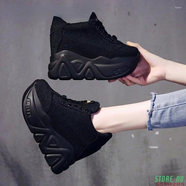 Chaussures décontractées TRENDY FEMMES EXTACHE FEMMES HIGH TOP Plateforme de cheville Boots Boots Basket Femme Chaussures Femmes Hauteur Augmentation