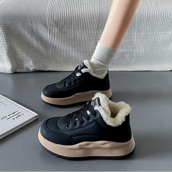 Zapatos informales de moda algodón de algodón cálido de invierno para mujeres 2024 Plush High Top grueso Zapatillas de Deporte Trafza