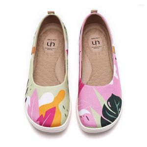 Vrijetijdsschoenen UIN Damesballerina's Leuke bloemen Lichtgewicht instappers Art Painted Comfort Ronde neus Zomerjungle