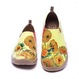 Zapatos Casuales UIN Zapatos Planos Sin Cordones para Mujer Lindo Arte de Punto Elegante Pintado Comodidad Suave Floral Estilo Francés