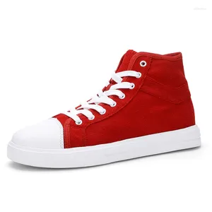 Casual Schoenen Unisex Canvas Dames Hoge Top Gevulkaniseerd Maat 35-44 Mode Platte Geel Rood Sneaker Vrouw Zapatillas