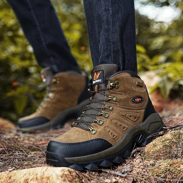 Zapatos casuales unisex senderismo al aire libre hombre cómodo montaña trekking zapatillas de zapatillas altas top hombres escalando calzado anti-smash gran tamaño