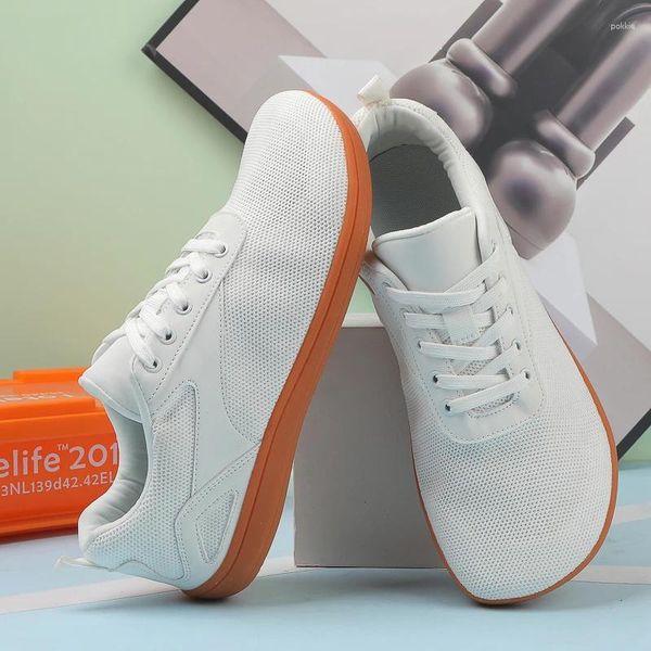 Chaussures décontractées unisex plus larges en mailles respirantes hommes nus à large marque à large marque plates soft zéro drop sole toe sneakes plus taille