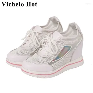 Casual schoenen Vichelo Echte dodelijke ronde teen Wedges Sneakers Jongedame Dagelijkse slijtage Cross-Tied Leisure Fashion Women Vulcanised L58
