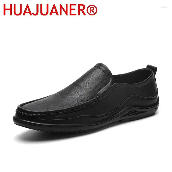 Zapatos informales, mocasines Vintage para hombre, mocasines de cuero para conducir para hombre, zapatos planos de negocios negros, mocasines cómodos para hombre