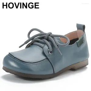 Chaussures décontractées Vintage Plaine Oxfords Femme Vérineurs de cuir Flats pourdies Lace Up Mocasins Femme Ballet Driving Landes âgées