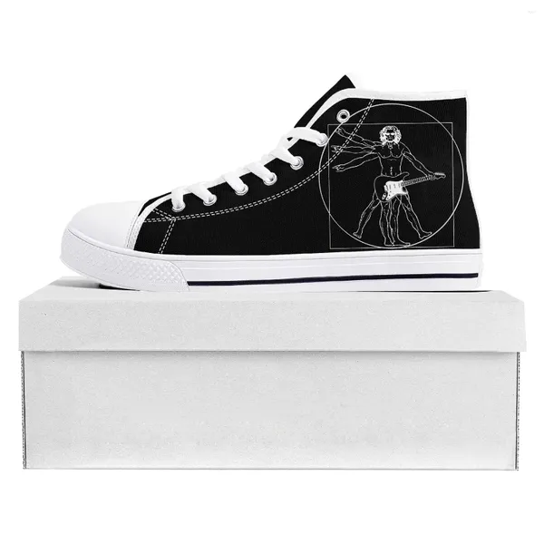 Zapatos casuales Vitruvian Man Guitar Da Vinci High de alta calidad Sneakers Adolescentes para hombres CONJUNTO DE LANA DE MUJER