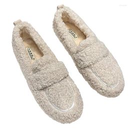 Chaussures décontractées Bottes chaudes 2024 Femmes hivernales extérieures Lambhair Plux Simple Design blanc Solid Bottom Dayliy Flat Big Size Us 12