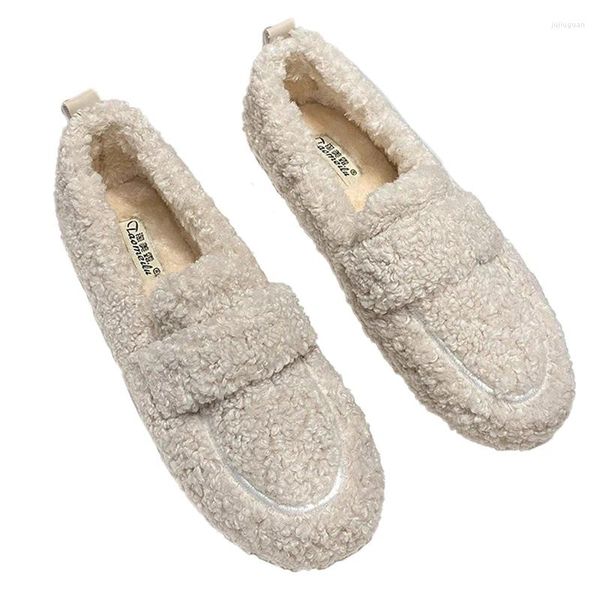 Chaussures décontractées Bottes chaudes 2024 Femmes hivernales extérieures Lambhair Plux Simple Design blanc Solid Bottom Dayliy Flat Big Size Us 12