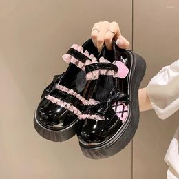 Chaussures décontractées cales ôts lolita haute plate-forme sweet lcae arc cosplay fête pompes printemps automne cattu rose noir japonais uniforme