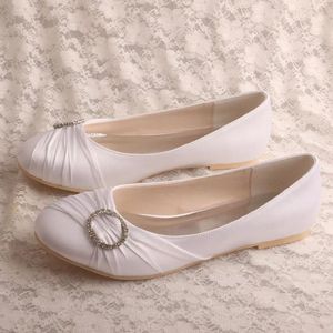 Zapatos casuales Behopus White White Women Wedding Wedding Toe Prom con broche