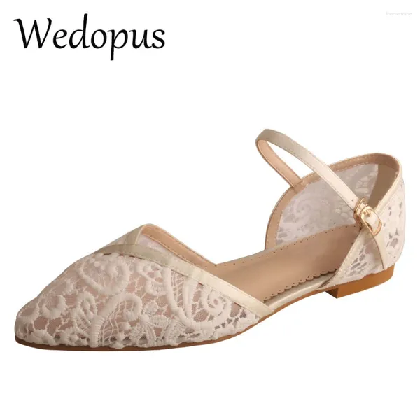 Chaussures décontractées Wedopus Femmes Ivory White Bridal Wedding Mary Janes Ballet Flats pointu