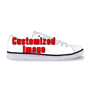 Zapatos casuales WHEREISART Imágenes personalizadas Mujeres Moda Lona Señoras Low Top Lace-up Pisos vulcanizados Gota femenina