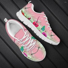 Chaussures décontractées où les animaux de papillon libellule impriment des baskets pour les femmes 2024 Zapatillas Blancas Mujer Lady Footwear Female Lacet