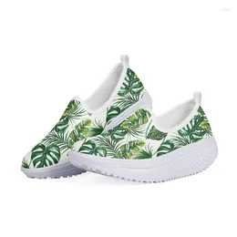 Casual schoenen waar tropische monstera groene vrouwen flats platformhoogte toenemende vrouw zomers gaas swing afslank