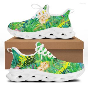 Casual schoenen waar vrouwen flat Hawaii tropisch blad plumeria print sport sneaker veter-up niet-slip bodem gevulkaniseerd schoenen