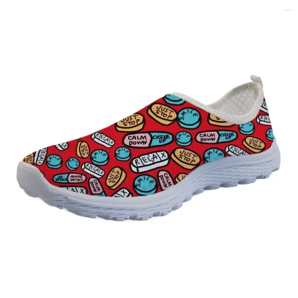 Zapatos casuales dondeisart Women Flats estampados 3D Pharmacy Diseño Escuela Estudiante Girsl Caminata Ligero de peso Ligero zapatillas