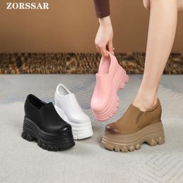 Casual schoenen wit bruin roze verborgen wiggen sneakers hakken vrouw 12 cm platform lift high wandelende vrouwen