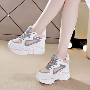 Casual Schoenen Witte Hoge Hak Sneakers Dames Chunky Wedge Meisjes Roze Platform Tenis Trainers Vrouw Dikke Zolen