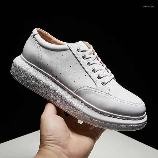 Zapatos casuales de cuero blanco altura autum altura creciente mocasines zapatillas de lujo hombre Zapatos de hombre