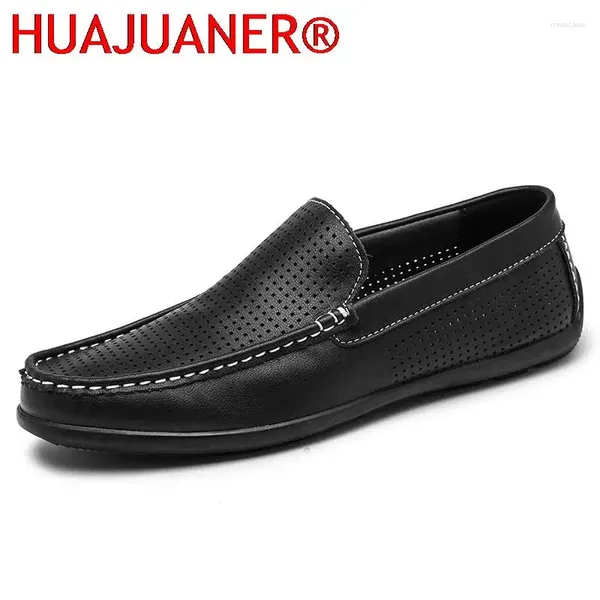 Chaussures décontractées mocassins blancs hommes en cuir véritable sans lacet été respirant mode italien à la mode de luxe marque de créateur mocassins homme